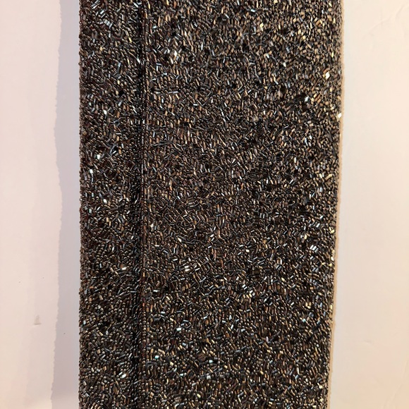 Moyna Couture Extra Large Beaded Clutch with shoulder strap in Pewter. NWOT - Picture 2 of 7